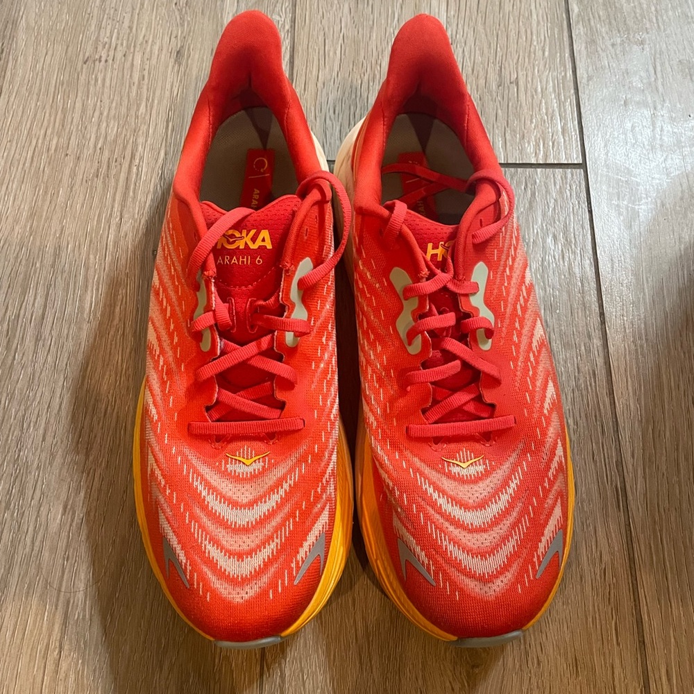 HOKA - bright orange w/ hombre orange soles. Sz 11 D. Barely worn